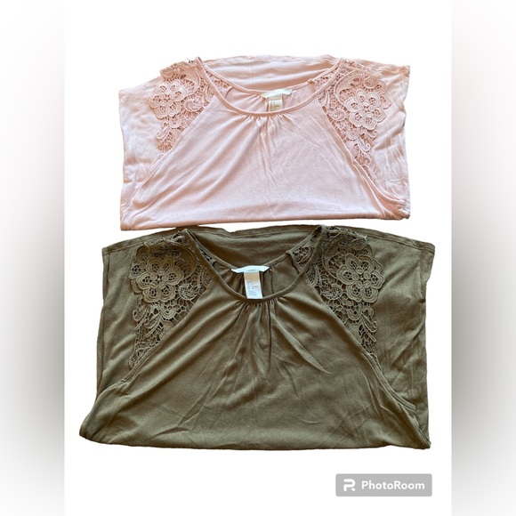 H&M Lace Shoulder Sleeveless 2 Tops Bundle. Size Small. - Picture 1 of 9